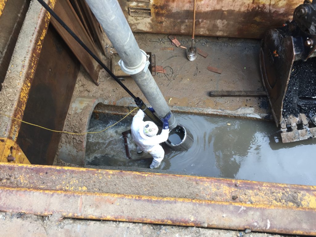 Vacuuming from the bucket